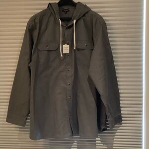 George Men's Hooded Button-Up Overshirt Jacket - Gray